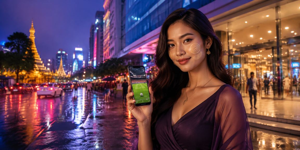 ရန်ကုန်မြို့၌ ဖုန်းဖြင့် ဘောလုံးလောင်းကစားနေကြပုံ